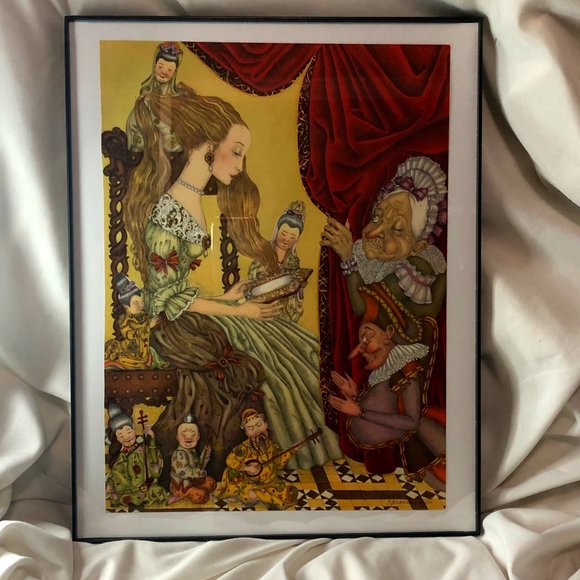 THE GREEN SERPENT: 11" x 14" Original Book Page from "The Fairy Tale Book" ©1958